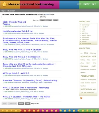 An image of the IDEAS Educational Bookmarking Site