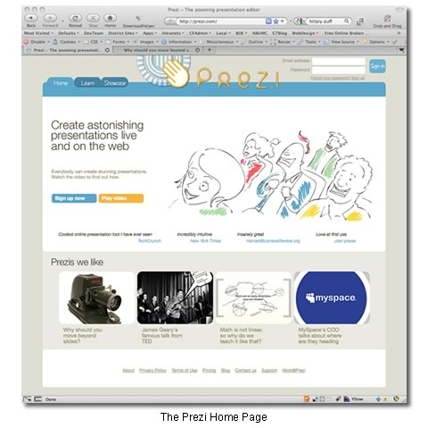 An Image of the Prezi Home Page