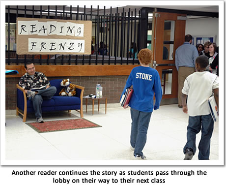 Another reader continues while students pass classes