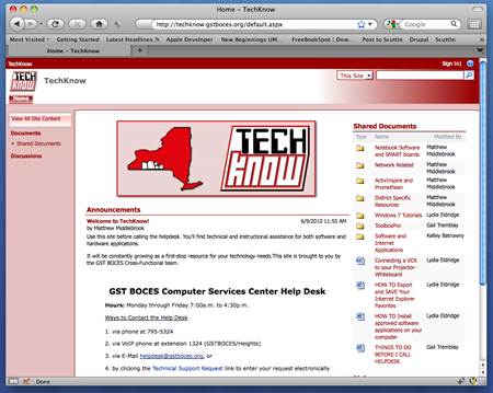 An image of the TechKnow web site