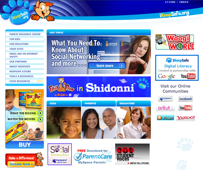 Image of the iKeepSafe home page