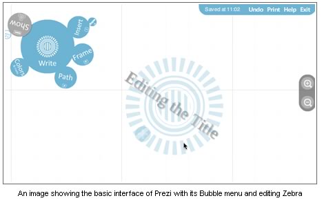 An image showing the Prezi inteface