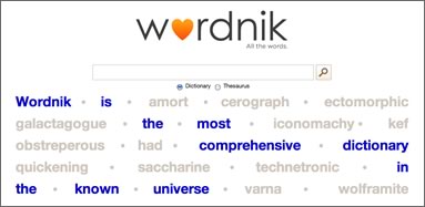 Image of the Wordnik home page