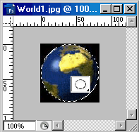 Elliptical MarqueeTool selection around world