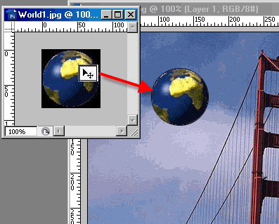 Drag World selection to the bridge image