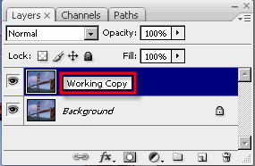 Naming the copied layer - Working Copy 